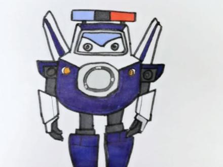 #创作灵感 #画画 #超级飞侠 超级飞侠酷酷的包警长简笔画来啦