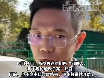 11月13日,备受关注的山西“狗咬人、狗主理论遭反杀案”开庭。目前,上午庭审已暂时结束,下午将继续开庭。