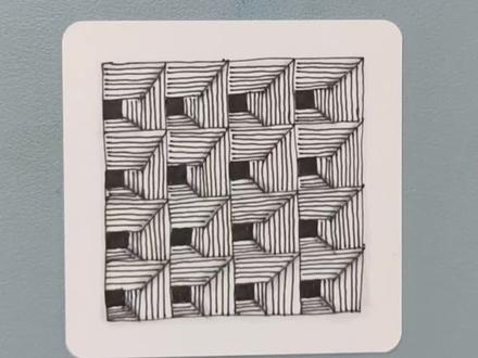 简练线条,立体几何感#解压禅绕画 #控笔训练 #一起学画画