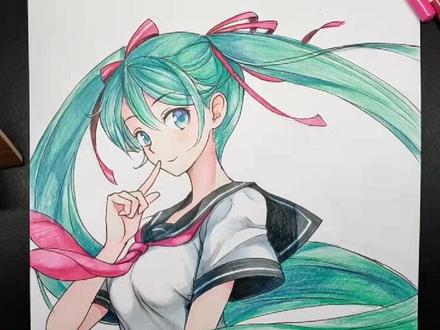用不同时间画#初音未来 #动漫手绘 好像又超时了……