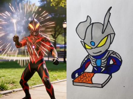 孝顺的小赛罗#简笔画#二次元#动漫#动画#奥特曼