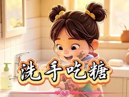 第3集|1-3岁启蒙早教儿歌动画推荐《洗手吃糖》来啦~ 玩泥巴脏兮兮?跟着小猫小狗一起学会“先洗手再吃糖”,养成卫生好习惯,宝宝越看越聪明!#创作灵感 @DOU+小助手 @抖音小助手 #上热门 #早教