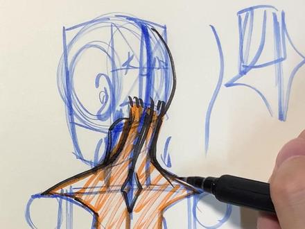 如何画斜方肌 #灵魂画手 #手绘过程 #儿童绘画