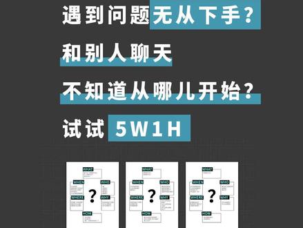 和别人聊天不知道从哪儿开始?试试5W1H#我有新花样 #轻知识计划 #思维