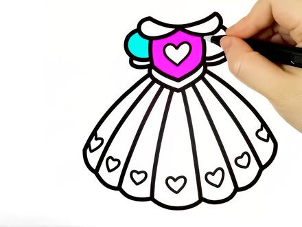 趣味填色#儿童简笔画 给灰姑娘参加舞会设计3款不同的裙子 #儿童简笔画 #简笔画教程 #幼儿简笔画