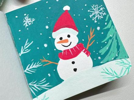 当你一不小心画出完美的雪人⛄教程 #跟着抖音学画画 #画画#丙烯马克笔#绘画教程 #零基础学画画