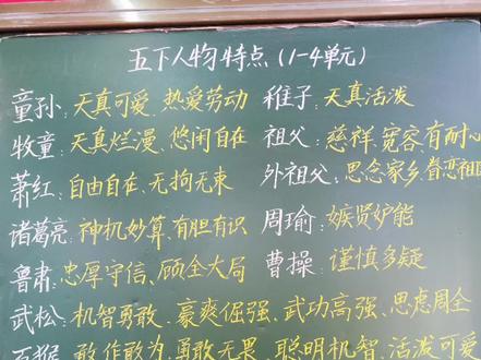 五年级下册语文人物特点总结之第一到四单元