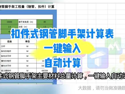 扣件式钢管脚手架材料计算表#工程人 #土木工程 #工程造价