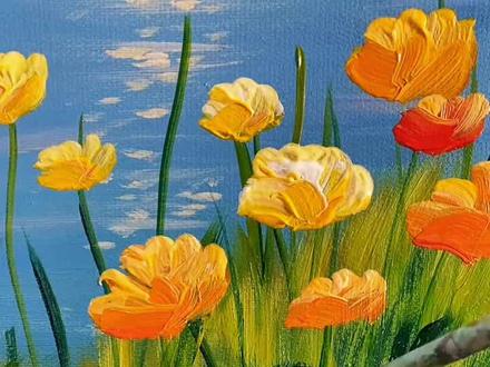 一分钟教你画风景画#抖音年味艺术图鉴 #2026绘画开年挑战 #零基础学画画 #跟着抖音学画画 #装饰画 @抖音热点 @抖加🔥上热门🔥dou+🔥热点宝 @DOU+上热门 @抖音创作小助手