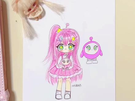 蛋仔派对小粉来啦#蛋仔派对 #小粉 #拟人 #简笔画