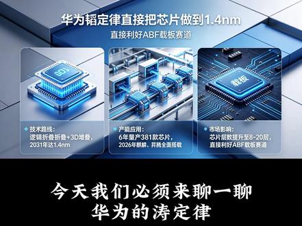 华为韬定律,芯片将做到1.4nm,直接利好ABF载板赛道! #韬定律 #芯片 #ABF载板