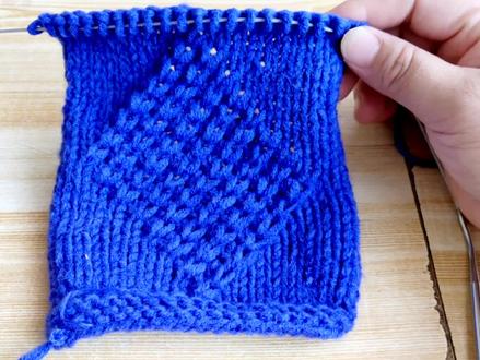 鱼骨菱形花样编织教程