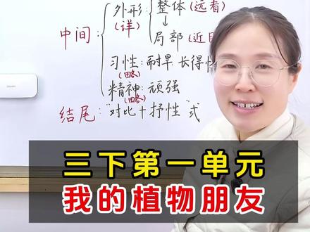 三下第一单元习作:我的植物朋友。语言优美、结构清晰、突出中心 #作文 #小学作文 #小学语文