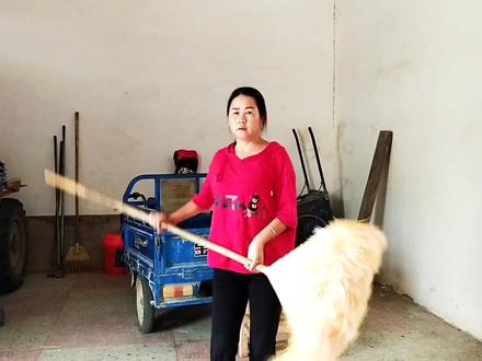 不用花钱买扫把,几个化肥袋子就能做一个,既漂亮又能扫干净。