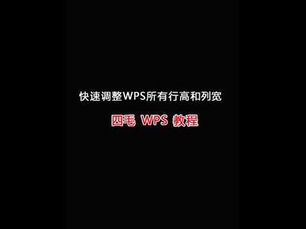 快速调整WPS所有行高和列宽! #wps表格技巧 #wps表格教学