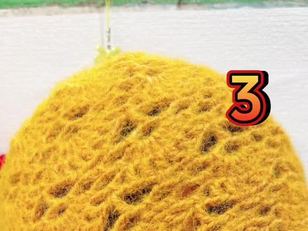 羊毛长绒线扇型花包头帽钩织教程,教程三#帽子钩织教程