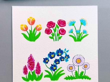 九种花花画法都在这,你最喜欢哪一种呢?#丙烯马克笔绘画 #花的画法 #春天的花 #简笔画