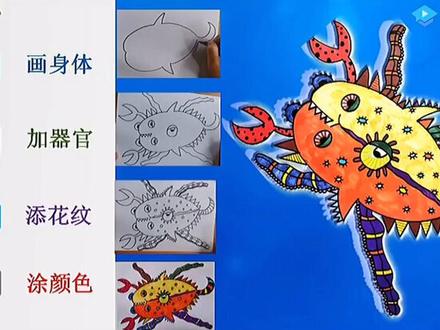 #幼儿创意美术 #大班美术 #美术公开课 《奇异的海怪》只能5分钟,需要全视频→