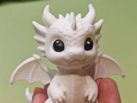 今天打了一只小白龙,觉得太单调,就给画上了眼睛,但是好像颜料太多,有点渗开了#3d打印