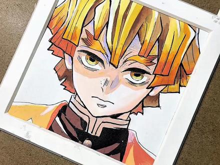 他才不是只会壹之型的废物 宝宝们想看的善逸九宫格来啦!下期想看谁呢#恩米小黑盒 #鬼灭之刃 #我妻善逸 #丙烯马克笔绘画