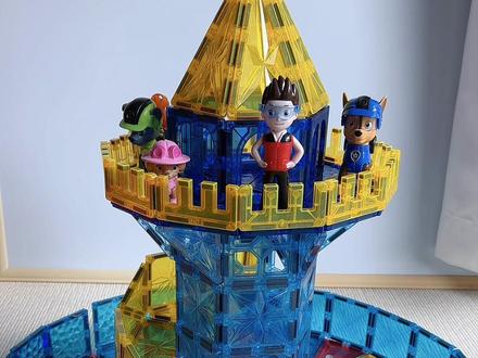 汪汪队瞭望塔教程#磁力片玩法 #磁力片玩具教程 #磁力片的1000种玩法