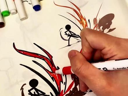 机甲出击火柴人练出超稳控笔,下学期写字弯道超车😎