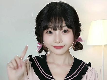 中短发简易双丸子💖不漏发缝✨30s扁头扁圆! #双丸子头 #手残党也能学会的发型 #中短发 #短发尴尬期 #丸子头