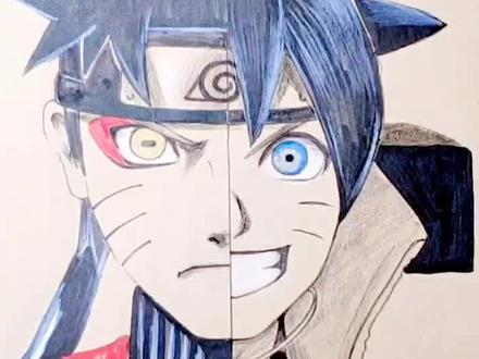 手绘火影人物鸣人和博人。#手绘 #手绘教程 #鸣人 #博人传 #灵魂画手 #@抖音小助手