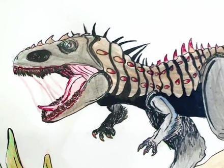 爆裂霸王龙🦖 从无到有的创作过程#战斗暴龙兽 #爱画画的男孩 #卡通恐龙绘画