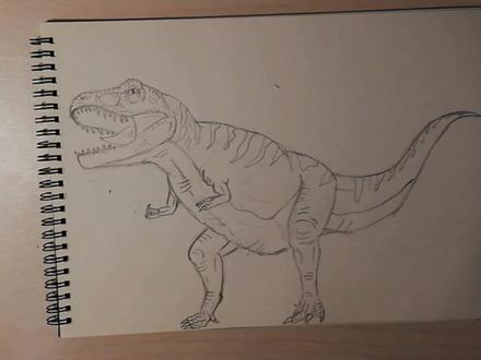 没有霸王龙的恐龙系类是不完整的,2023从霸王龙开始 #儿童画 #简笔画 #铅笔画 #侏罗纪#沉浸式画画 #画渣日常 #手绘