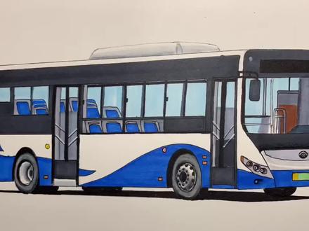 宇通新能源公交车,画的喜欢吗 #马克笔手绘 #宇通客车 #新能源公交车 #巴士