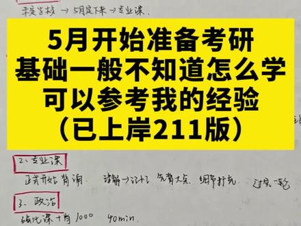 从5月开始准备27考研(全年规划篇) 假如你从5月开始准备考研,如何规划合理安排各科任务提高备考效率,一个视频带你理清楚~
#27考研 #考研 #考研规划 #考研时间安排 #考研经验