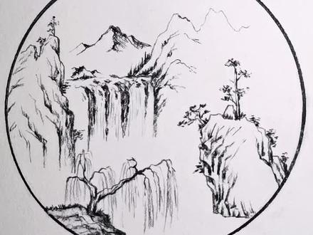 简简单单画个山水简笔画😉
