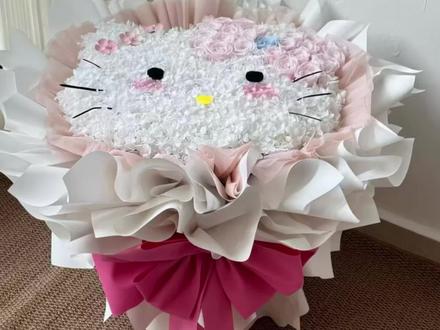 详细版❗️❗️hello kitty 永生花花束教程#hellokitty #永生花 #花艺教程
