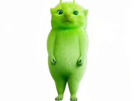 绿色外星小猫 素材无水印获取#剪映 #小鸡舞#外星小绿 #绿色小猫