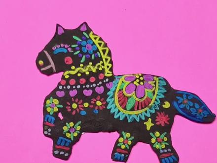 非遗泥泥狗🐶之小马#手工 #非遗 #创意美术 #美术作业 #小学生