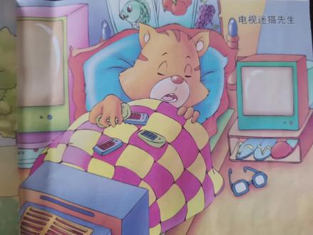 #看图讲故事,电视迷猫先生