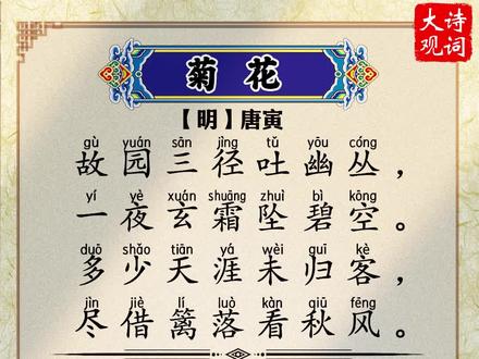 明诗精选:唐寅《菊花》#诗词 #古风 #每日诗词 #和抖音一起学古诗 @DOU+小助手