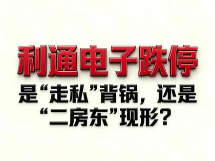 利通电子跌停真相:是“走私”背锅,还是“二房东”现形?#利通电子 #消费电子#权利租赁#芯片 #军工