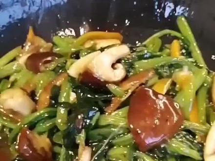 菠菜炒香菇做法#美食教程
