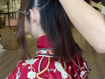 中短发汉服造型来喽!快快搬好小板凳我喜欢你的小爱心#发型教程 #汉服造型 #新娘造型 #古装