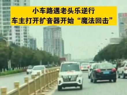 小车路遇“老头乐”逆行,车主打开扩音器开始“魔法回击”,引众人“吃瓜” 结局很舒适#交通
