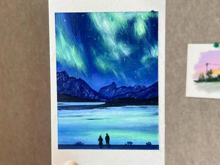 我又来画《爱情怎么翻译》极光名场面啦! 真的好喜欢哦!希望极光出现在世界各地、这是上次我说要画竖构图、你们还想看啥?评论区告诉我!🙋#爱情怎么翻译 #画画治愈自己 #油画棒教程 #绘画教程 #dou上热门 @DOU+小助手 @DOU+上热门