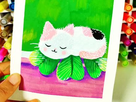 萌化了的掌心小猫咪,带着幸运四叶草朝你走来啦!一起来画画吧!#简笔画 #跟着抖音学画画 #绘画教程 #零基础学画画 #猫咪
素材来源:流星的数字艺术