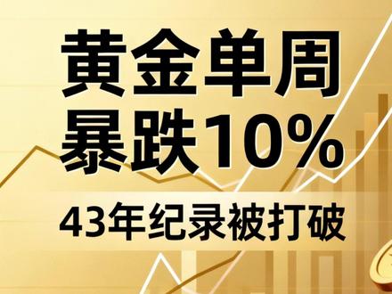 黄金单周暴跌10%,43年纪录被打破 #黄金 #经济 #金价 #财经