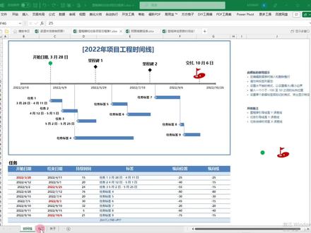 甘特图变体√excel工程时间线图表
关键步骤
• 设置水平轴的格式,设置最大/最小边界-100,50
• 输入一个介于 -100 至 50 之间的纵向位置
• 设置单个数据标签或标记的格式,突出显示特定事件
其他备注
• 里程碑引导线是 Y 误差线
• 任务引导线是 Y 误差线
• 任务持续时间是 X 误差线
#数据可视化 #项目进度甘特图 #甘特图 #excel技巧 #项目进度甘特图