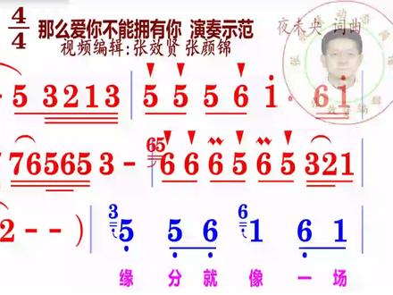 那么爱你不能拥有你简谱演奏示范