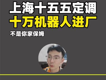 上海的十五五,十万机器人进厂,那全国呢!留给机器人企业时间 #机器人 #十五五规划 #上海 #财经 #特斯拉机器人