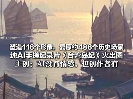 塑造116个形象,复原约486个历史场景 纯AI手搓纪录片《台湾岛纪》火出圈 主创:AI没有情感,但创作者有 让人们在历史中看懂两岸必然统一