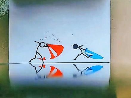 火柴人红蓝大战#画画 #手绘 #动画 #手翻火柴人 #绘画 #创意